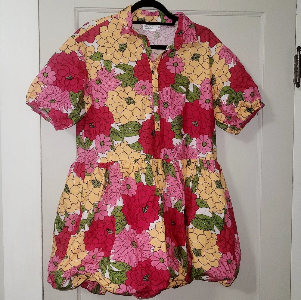 Back To Good Fuchsia Pink Floral Bubble Dress